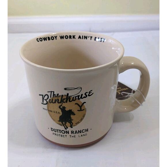 Yellowstone Dutton Ranch TV Series Mug The Bunkhouse Cowboy Work Ain't Easy New - Picture 1 of 6